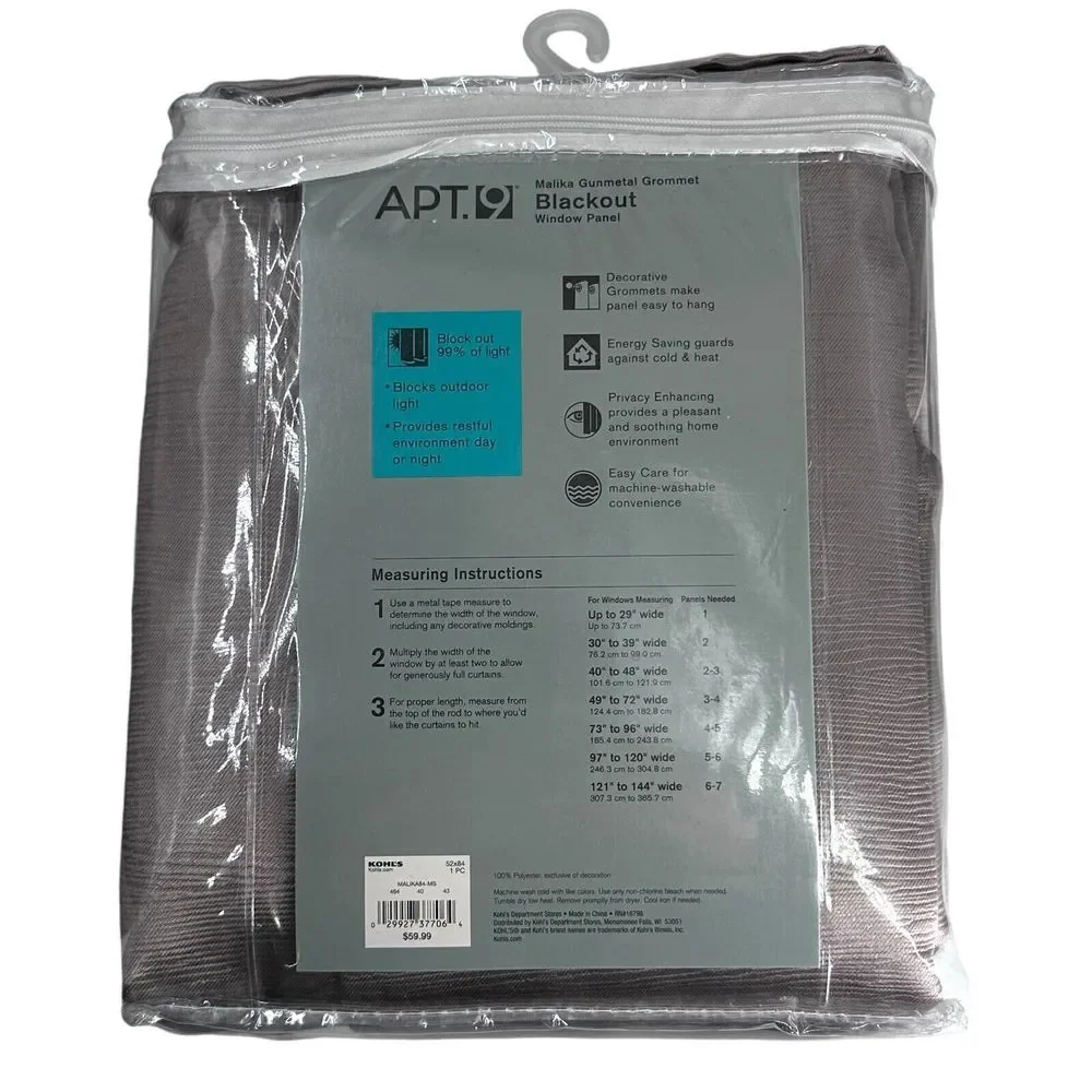 Apt. 9 - Two Packs Taupe Blackout Gunmetal Grommet Window Panels‎  NWT  52